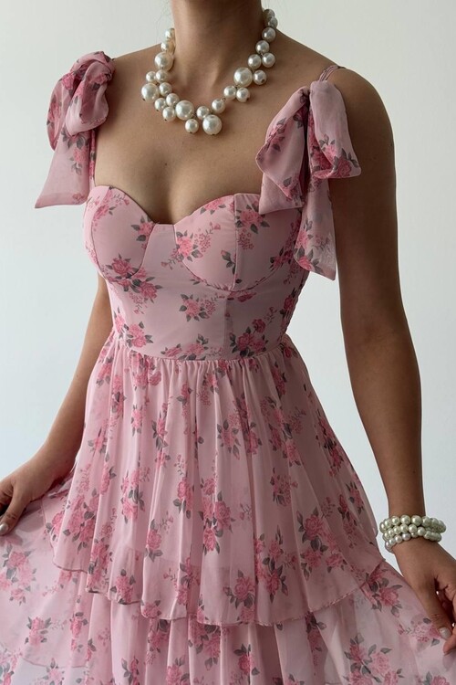 Mafe Omuz Bağlamalı Elbise