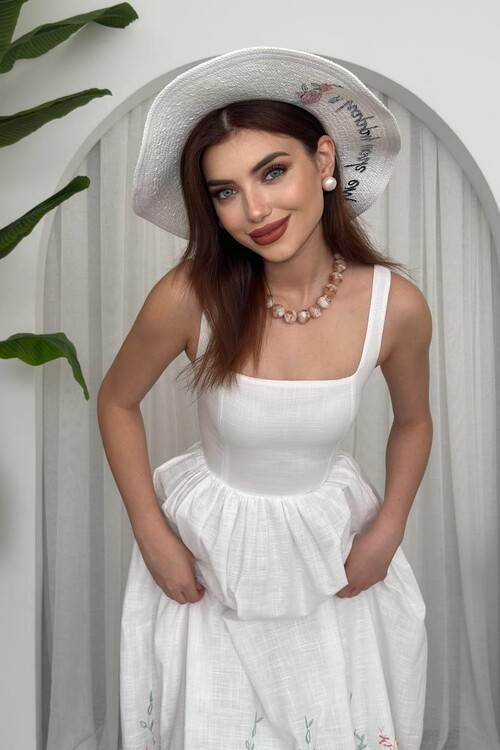 Mazi Çiçek Desenli Elbise