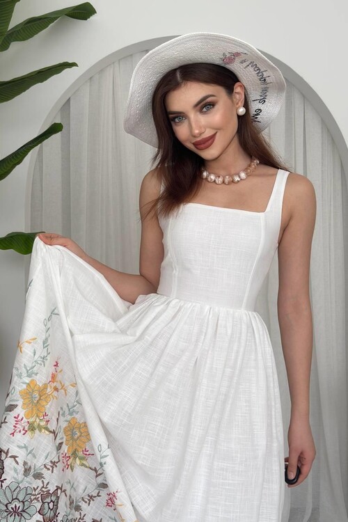 Mazi Çiçek Desenli Elbise