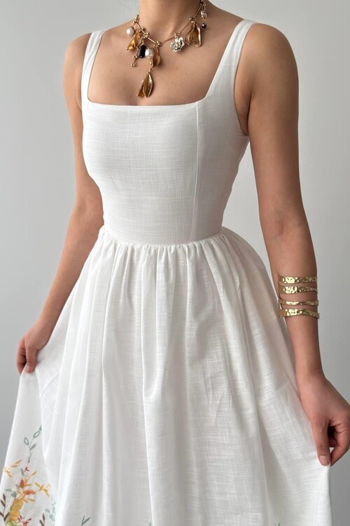 Mazi Çiçek Desenli Elbise