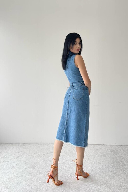 Meldia Jean Sıfır Kollu Elbise