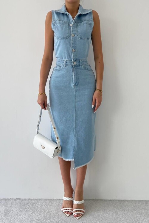 Meldia Jean Sıfır Kollu Elbise