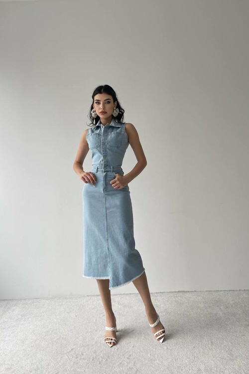 Meldia Jean Sıfır Kollu Elbise