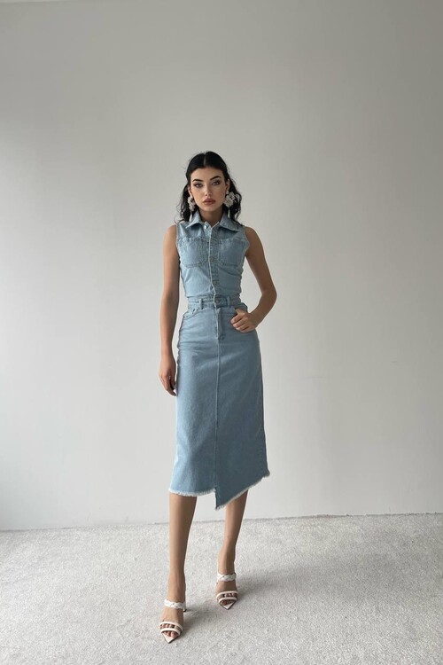 Meldia Jean Sıfır Kollu Elbise