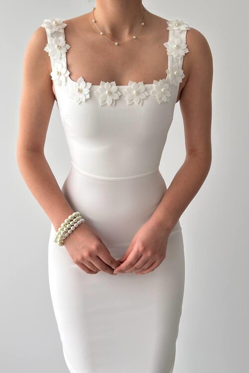 Mıng Çiçek Detaylı Elbise