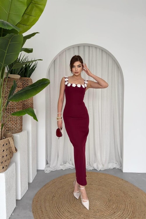 Mıng Çiçek Detaylı Elbise