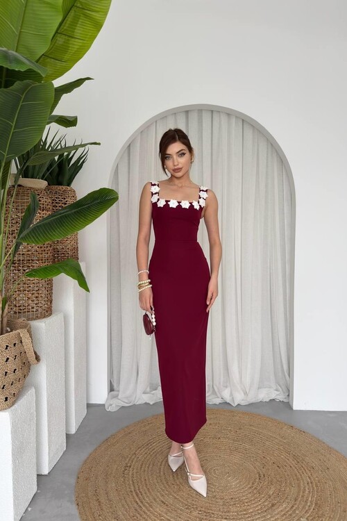 Mıng Çiçek Detaylı Elbise