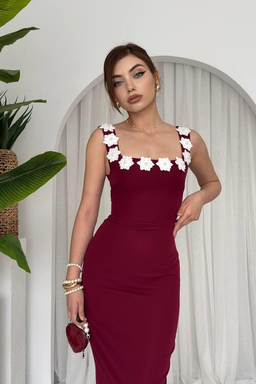 Mıng Çiçek Detaylı Elbise