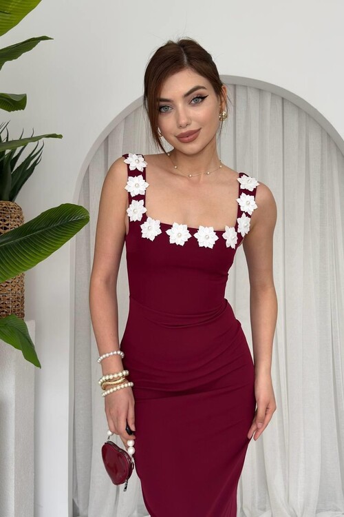 Mıng Çiçek Detaylı Elbise