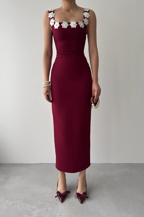 Mıng Çiçek Detaylı Elbise