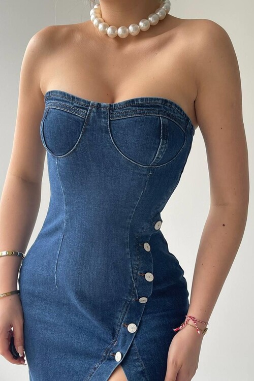 Nerg Düğme Detaylı Elbise