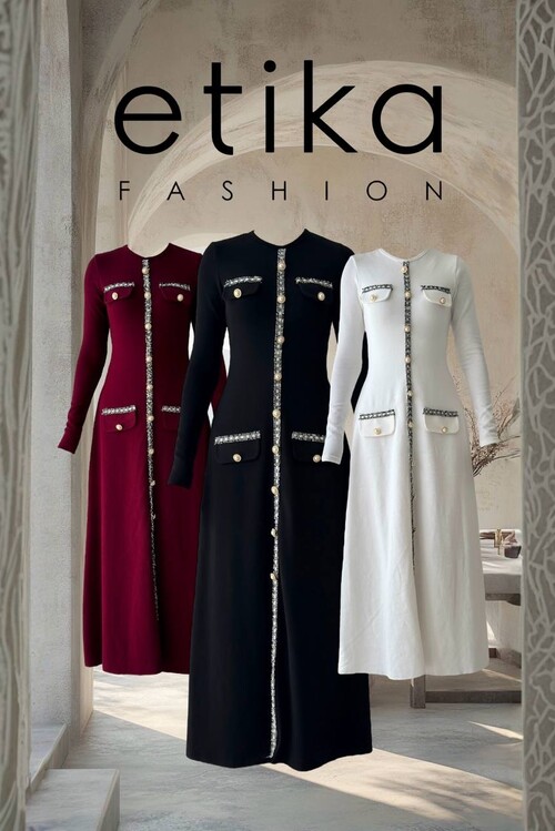 Orla Düğme Detaylı Elbise