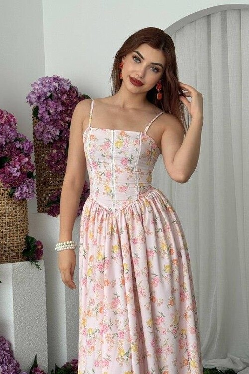 Pars İp Askılı Elbise