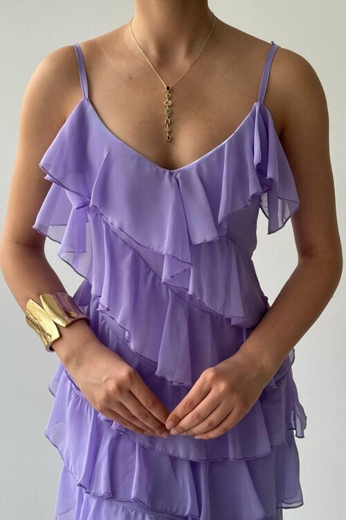 Ples Yırtmaç Detaylı Elbise