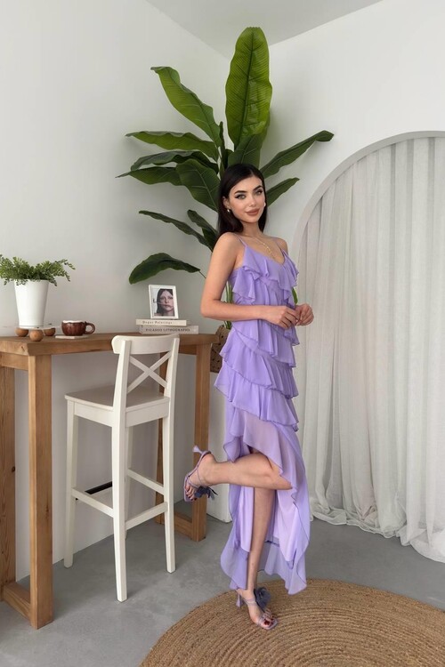 Ples Yırtmaç Detaylı Elbise