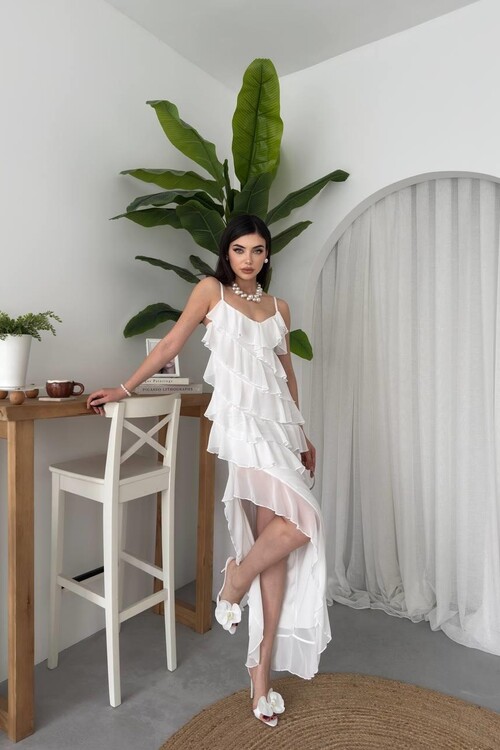 Ples Yırtmaç Detaylı Elbise