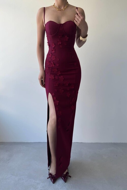 Stor Gül Detaylı Elbise