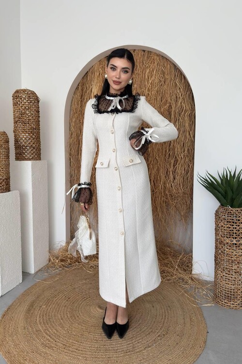 Stro Lace Detailed Dress