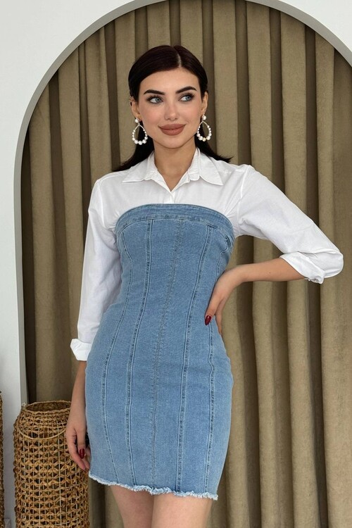 Vinna Strapless Denim Mini Dress