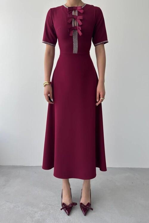 Wera Stoned Bow Detailed Dress