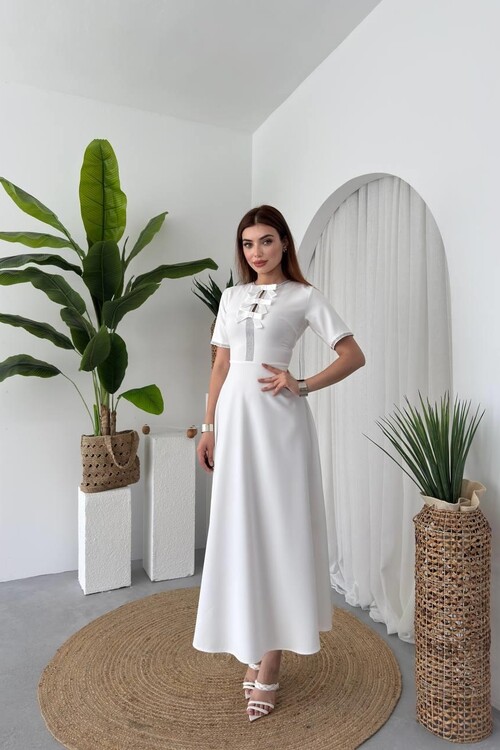 Wera Stoned Bow Detailed Dress