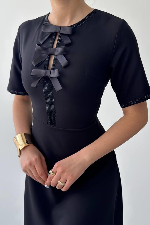 Wera Taşlı Fiyonk Detaylı Elbise