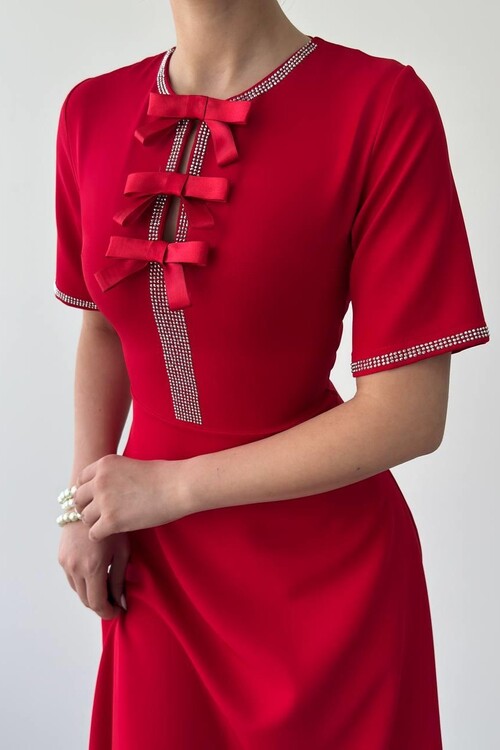 Wera Stoned Bow Detailed Dress