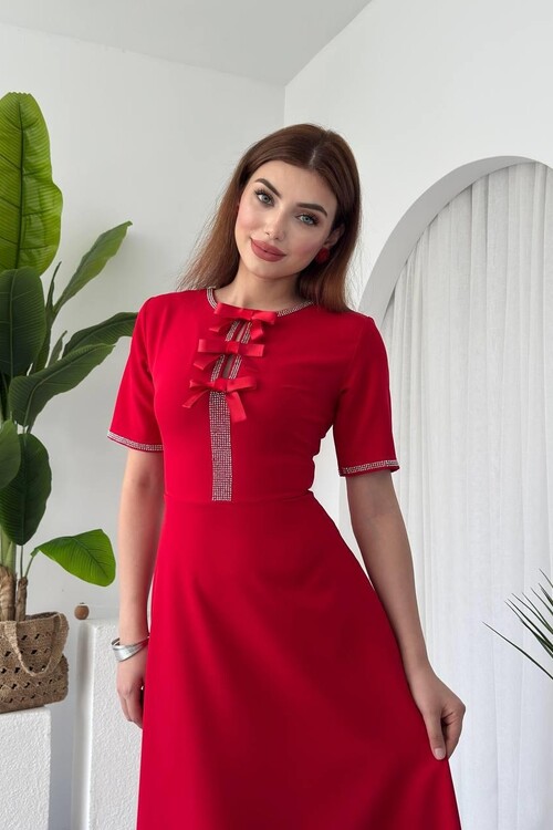 Wera Stoned Bow Detailed Dress