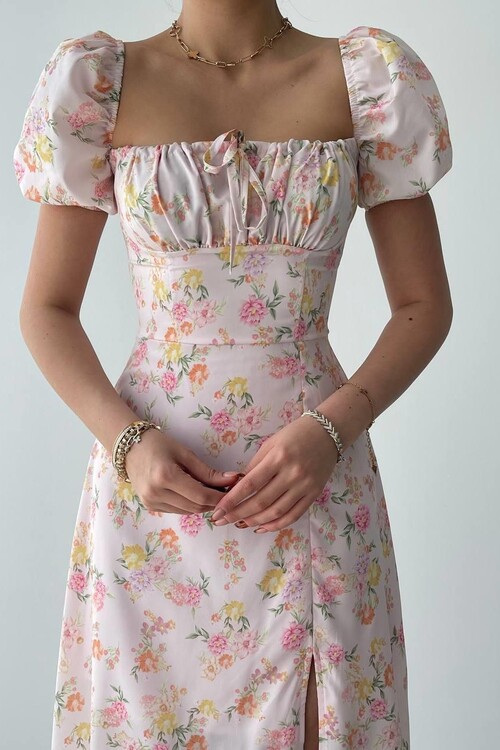 Zeze Balon Kol Elbise