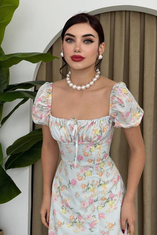 Zeze Balon Kol Elbise