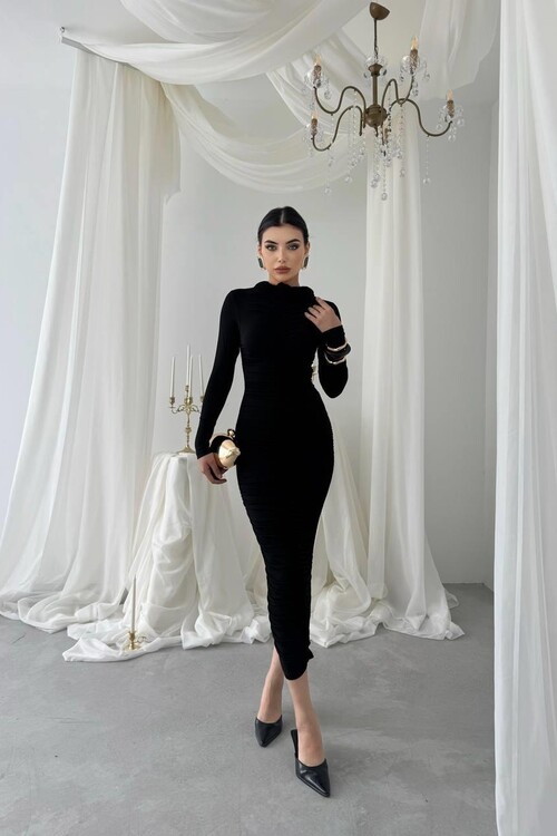 Carlis Gül Yaka Elbise