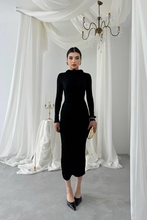 Carlis Gül Yaka Elbise