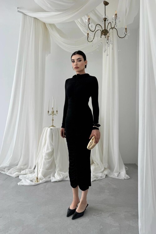 Carlis Gül Yaka Elbise