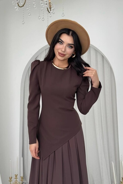 Elor Asimetrik Drapeli Elbise