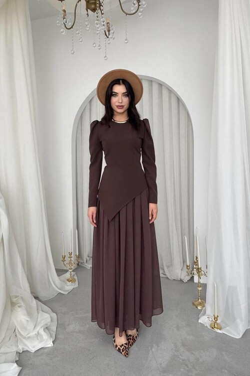 Elor Asimetrik Drapeli Elbise