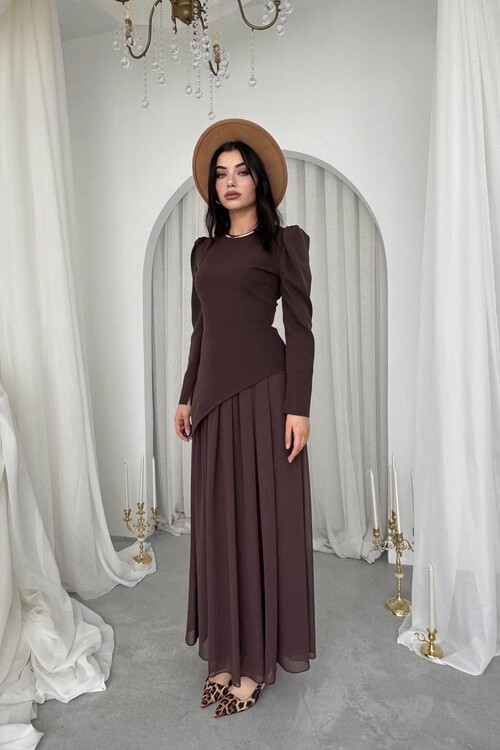 Elor Asimetrik Drapeli Elbise