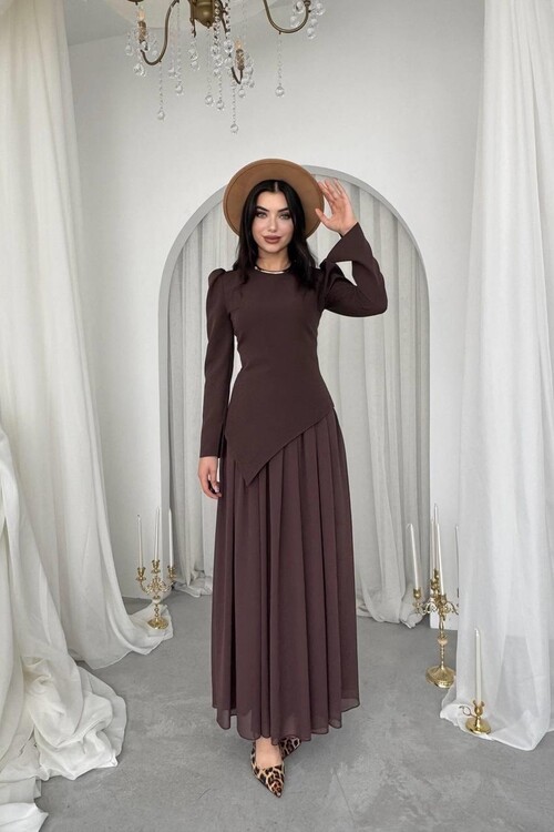 Elor Asimetrik Drapeli Elbise