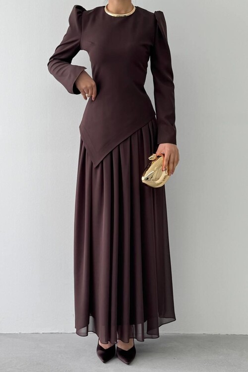 Elor Asimetrik Drapeli Elbise