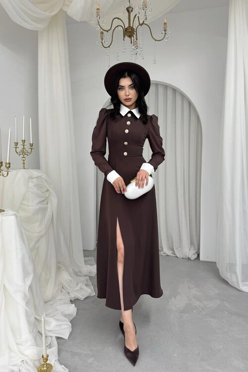 Evona Slit Detailed Dress