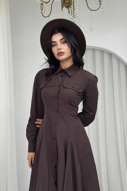 Feris Düğme Detaylı Elbise