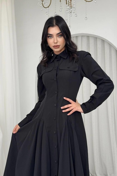 Feris Button Detailed Dress