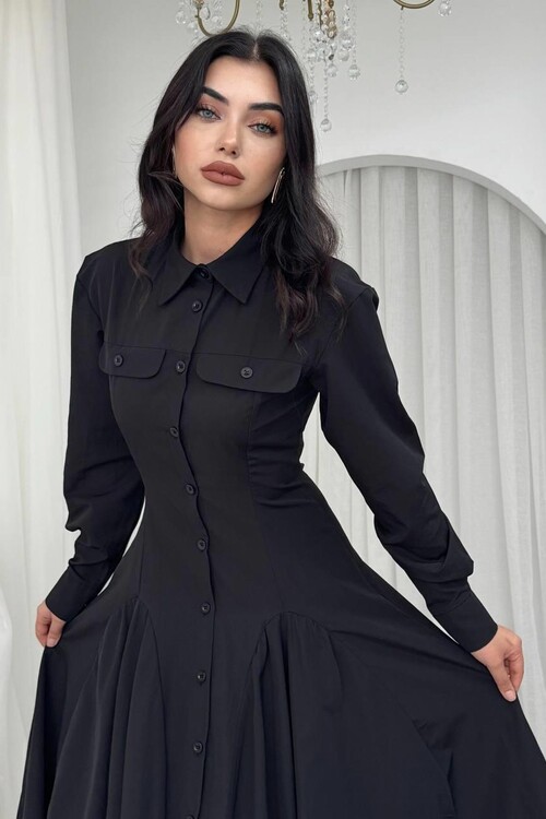 Feris Button Detailed Dress