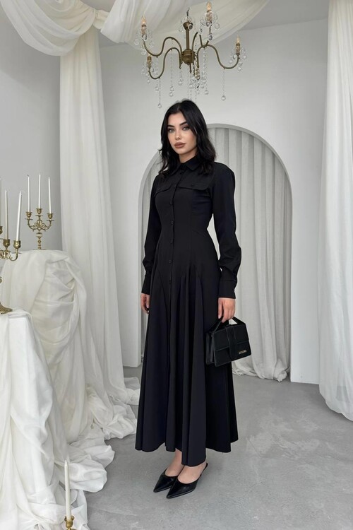 Feris Button Detailed Dress