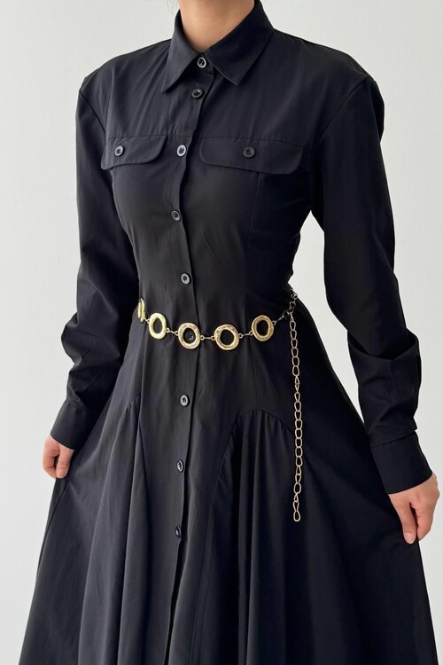 Feris Button Detailed Dress