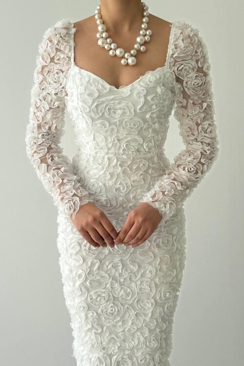 Folers Çiçek Desenli Elbise