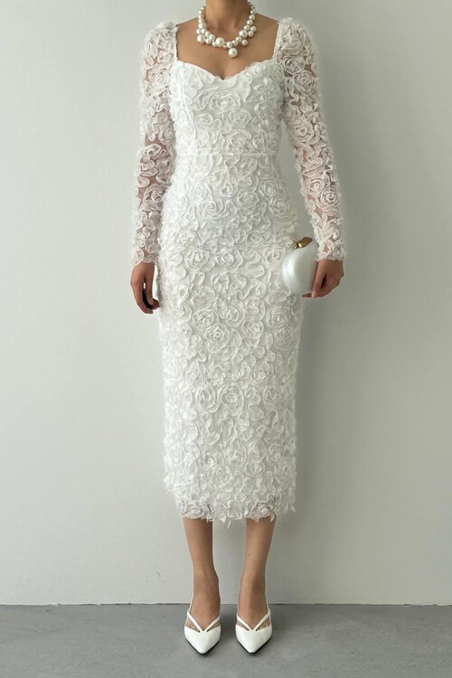 Folers Çiçek Desenli Elbise