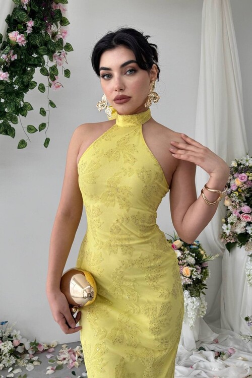 Gerne Boyun Bağlamalı Elbise