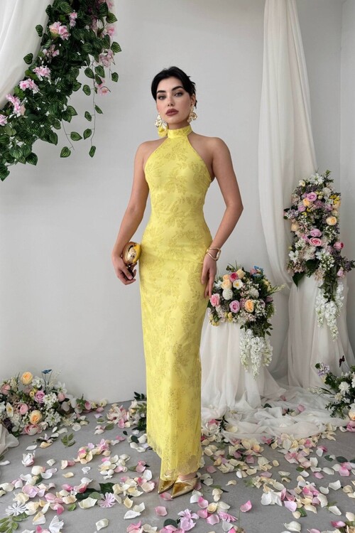 Gerne Boyun Bağlamalı Elbise