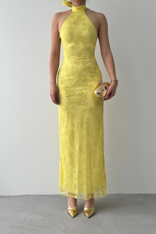 Gerne Boyun Bağlamalı Elbise