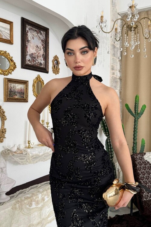 Gerne Boyun Bağlamalı Elbise